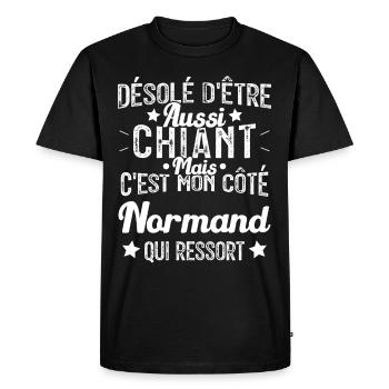 Désolé d'être Chiant c'est mon côté Normand - T-shirt Premium bio Homme - noir - Devant - Nico (187cm)