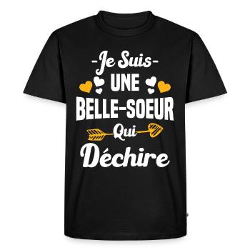 Je Suis Une Belle Soeur Qui Déchire - T-shirt Premium bio Homme - noir - Devant - Nico (187cm)