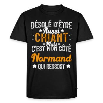 Désolé d'être Chiant c'est mon côté Normand - T-shirt Premium bio Homme - noir - Devant - Nico (187cm)