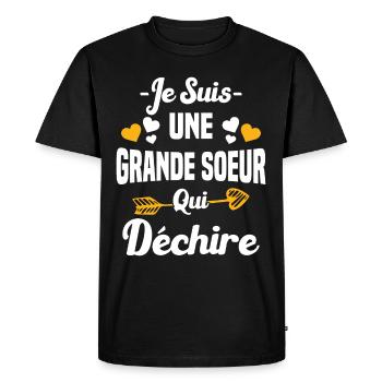 Grande Sœur Qui Qéchire Humour Cadeau - T-shirt Premium bio Homme - noir - Devant - Nico (187cm)