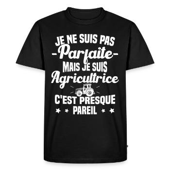 Pas parfaite mais je suis Agricultrice Femme Cool - T-shirt Premium bio Homme - noir - Devant - Nico (187cm)