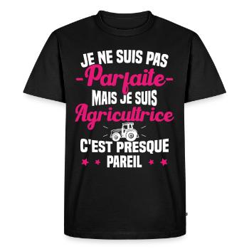 Pas parfaite mais je suis Agricultrice Femme Cool - T-shirt Premium bio Homme - noir - Devant - Nico (187cm)