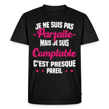 Pas parfaite mais je suis Comptable Humour Cadeau - T-shirt Premium bio Homme - noir - Devant - Nico (187cm)