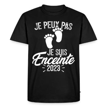 J'peux pas je suis enceinte 2023 - T-shirt Premium bio Homme - noir - Devant - Nico (187cm)