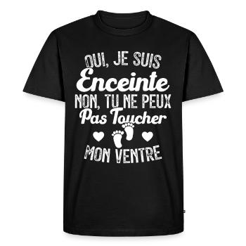 Je suis enceinte touchez pas mon ventre - T-shirt Premium bio Homme - noir - Devant - Nico (187cm)