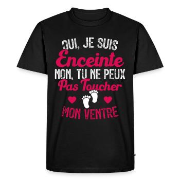 Je suis enceinte touchez pas mon ventre - T-shirt Premium bio Homme - noir - Devant - Nico (187cm)