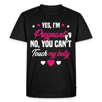 Je suis enceinte touchez pas mon ventre - T-shirt Premium bio Homme - noir - Devant - Nico (187cm)