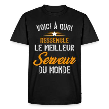 Voici à quoi ressemble le meilleur Serveur - T-shirt Premium bio Homme - noir - Devant - Nico (187cm)