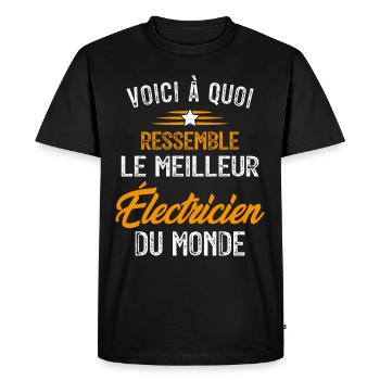 Voici à quoi ressemble le meilleur Électricien - T-shirt Premium bio Homme - noir - Devant - Nico (187cm)