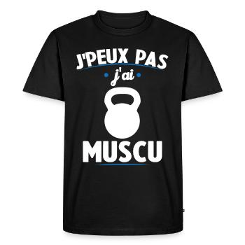 Je Peux Pas J'ai Muscu - T-shirt Premium bio Homme - noir - Devant - Nico (187cm)