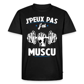 Je Peux Pas J'ai Muscu - T-shirt Premium bio Homme - noir - Devant - Nico (187cm)