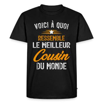 Voici à quoi ressemble le meilleur Cousin du Monde - T-shirt Premium bio Homme - noir - Devant - Nico (187cm)