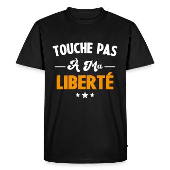 Humour touche pas à ma liberté, Cadeau liberté - T-shirt Premium bio Homme - noir - Devant - Nico (187cm)