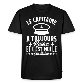 Le Capitaine A Toujours Raison C'est Moi Capitaine - T-shirt Premium bio Homme - noir - Devant - Nico (187cm)