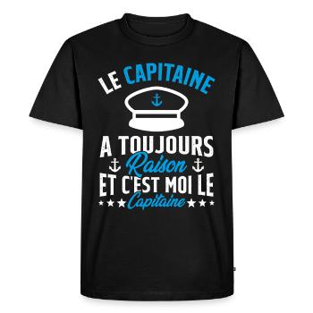 Le Capitaine A Toujours Raison C'est Moi Capitaine - T-shirt Premium bio Homme - noir - Devant - Nico (187cm)