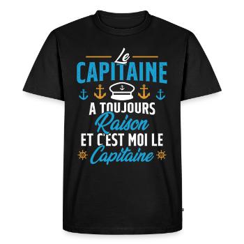 Le Capitaine A Toujours Raison C'est Moi Capitaine - T-shirt Premium bio Homme - noir - Devant - Nico (187cm)