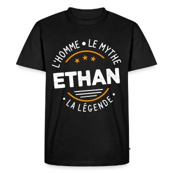 Ethan L'Homme Le Mythe La Légende - T-shirt Premium bio Homme - noir - Devant - Nico (187cm)