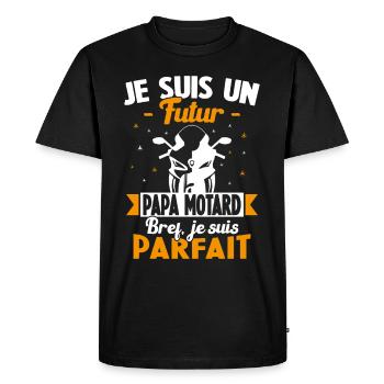 Je suis un Futur Papa Motard bref je suis parfait - T-shirt Premium bio Homme - noir - Devant - Nico (187cm)