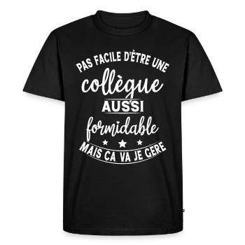 Collègue Formidable / humour femme collègue - T-shirt Premium bio Homme - noir - Devant - Nico (187cm)
