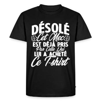 Désolé cet mec est déjà pris par - T-shirt Premium bio Homme - noir - Devant - Nico (187cm)