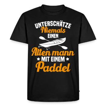 Vieil homme avec pagaie Humour Cadeau - T-shirt Premium bio Homme - noir - Devant - Nico (187cm)