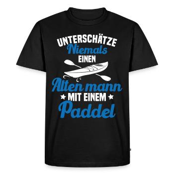 Vieil homme avec pagaie Humour Cadeau - T-shirt Premium bio Homme - noir - Devant - Nico (187cm)