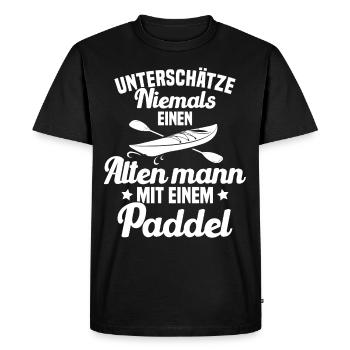 Vieil homme avec pagaie Humour Cadeau - T-shirt Premium bio Homme - noir - Devant - Nico (187cm)