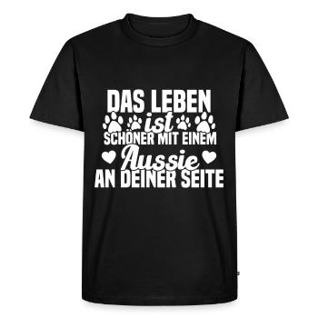 Aussie Chien Drôle de berger australien - T-shirt Premium bio Homme - noir - Devant - Nico (187cm)