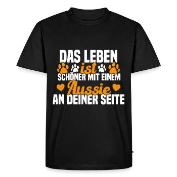 Aussie Chien Drôle de berger australien - T-shirt Premium bio Homme - noir - Devant - Nico (187cm)
