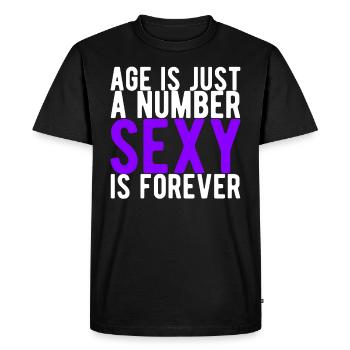 L’âge est un chiffre Sexy est toujours Drôle d’idée - T-shirt Premium bio Homme - noir - Devant - Nico (187cm)