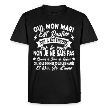 Oui, Mon Mari Est Routier Femme Humour Camionneur - T-shirt Premium bio Homme - noir - Devant - Nico (187cm)