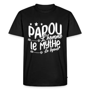 Grand-Père Papou l'Homme le Mythe la Légende - T-shirt Premium bio Homme - noir - Devant - Nico (187cm)