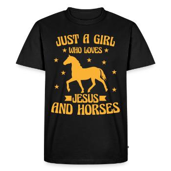 juste une fille qui aime jesus et les chevaux - T-shirt Premium bio Homme - noir - Devant - Nico (187cm)