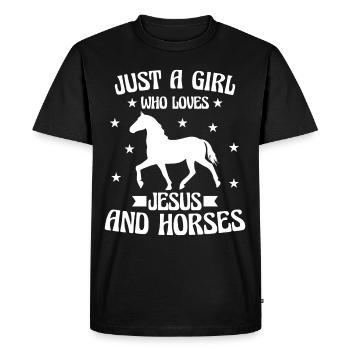juste une fille qui aime jesus et les chevaux - T-shirt Premium bio Homme - noir - Devant - Nico (187cm)