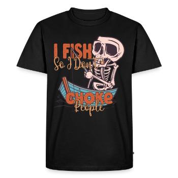 Je pêche pour ne pas étouffer les gens Pêcheur - T-shirt Premium bio Homme - noir - Devant - Nico (187cm)
