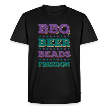 BBQ Beer Beads Freedom Mardi Gras Party - Men's Premium Organic T-Shirt - black - Front - Nico (187cm)