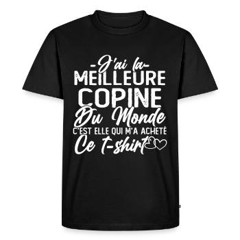 J'ai la Meilleure Copine du Monde idée Cadeau - T-shirt Premium bio Homme - noir - Devant - Nico (187cm)