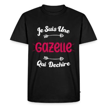 Je suis une Gazelle qui déchire HUmour Cadeau - T-shirt Premium bio Homme - noir - Devant - Nico (187cm)