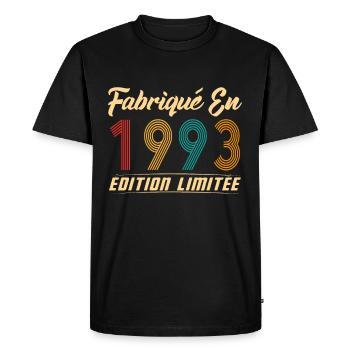 Fabriqué en 1993 Vintage cadeau d'anniversaire - T-shirt Premium bio Homme - noir - Devant - Nico (187cm)