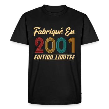 Fabriqué en 2001 Vintage cadeau d'anniversaire - T-shirt Premium bio Homme - noir - Devant - Nico (187cm)