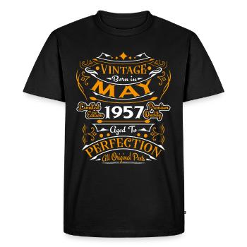 May 1957 Vintage Born in May 1957 Anniversary - Men's Premium Organic T-Shirt - black - Front - Nico (187cm)