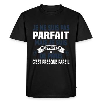 Pas parfait mais je suis supporter de Paris - T-shirt Premium bio Homme - noir - Devant - Nico (187cm)