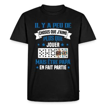 J'aime plus que jouer mais être papa idée cadeau - T-shirt Premium bio Homme - noir - Devant - Nico (187cm)