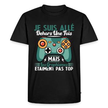 Cadeau Humour Console Graphisme Jeux Vidéo - T-shirt Premium bio Homme - noir - Devant - Nico (187cm)