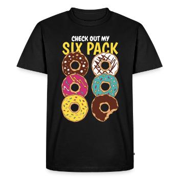 Check Out My Six Pack Donut Saying Donuts Sixpack - Men's Premium Organic T-Shirt - black - Front - Nico (187cm)