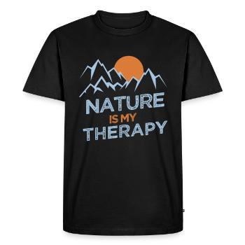 La nature est ma thérapie Montagne Panorama Montagnes du Soleil Montagne - T-shirt Premium bio Homme - noir - Devant - Nico (187cm)