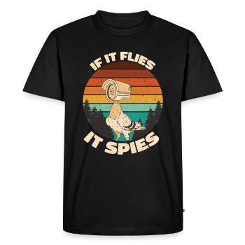 S’il vole il espionne Spy Spy Retro Vintage - T-shirt Premium bio Homme - noir - Devant - Nico (187cm)