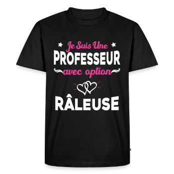 Femme je suis une professeur avec option râleuse - T-shirt Premium bio Homme - noir - Devant - Nico (187cm)