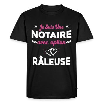 Femme je suis une notaire avec option râleuse - T-shirt Premium bio Homme - noir - Devant - Nico (187cm)