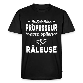 Femme je suis une professeur avec option râleuse - T-shirt Premium bio Homme - noir - Devant - Nico (187cm)